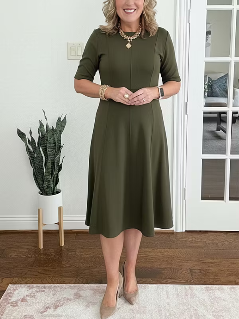 Ivanelle - Vestido midi de tacto suave