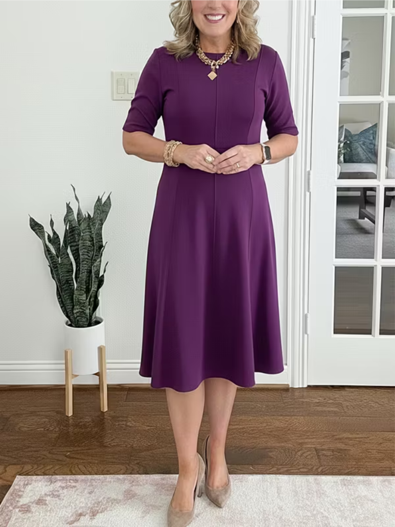 Ivanelle - Vestido midi de tacto suave