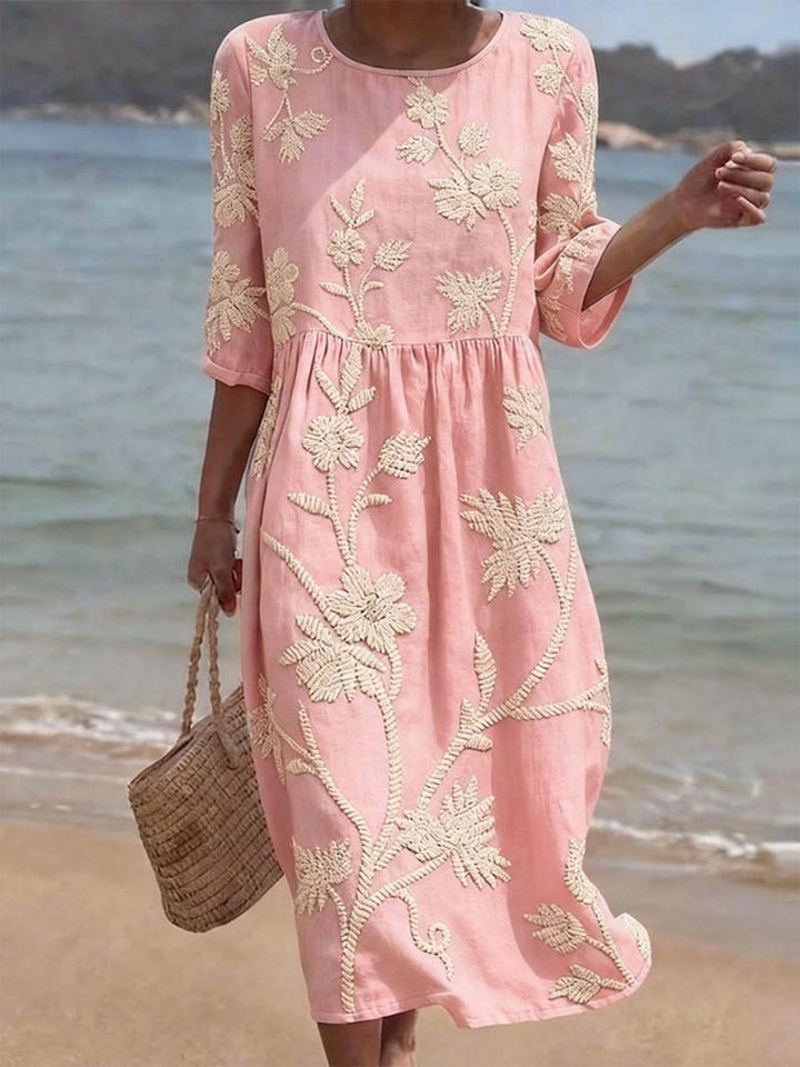 Galene - Vestido midi de lino fresco