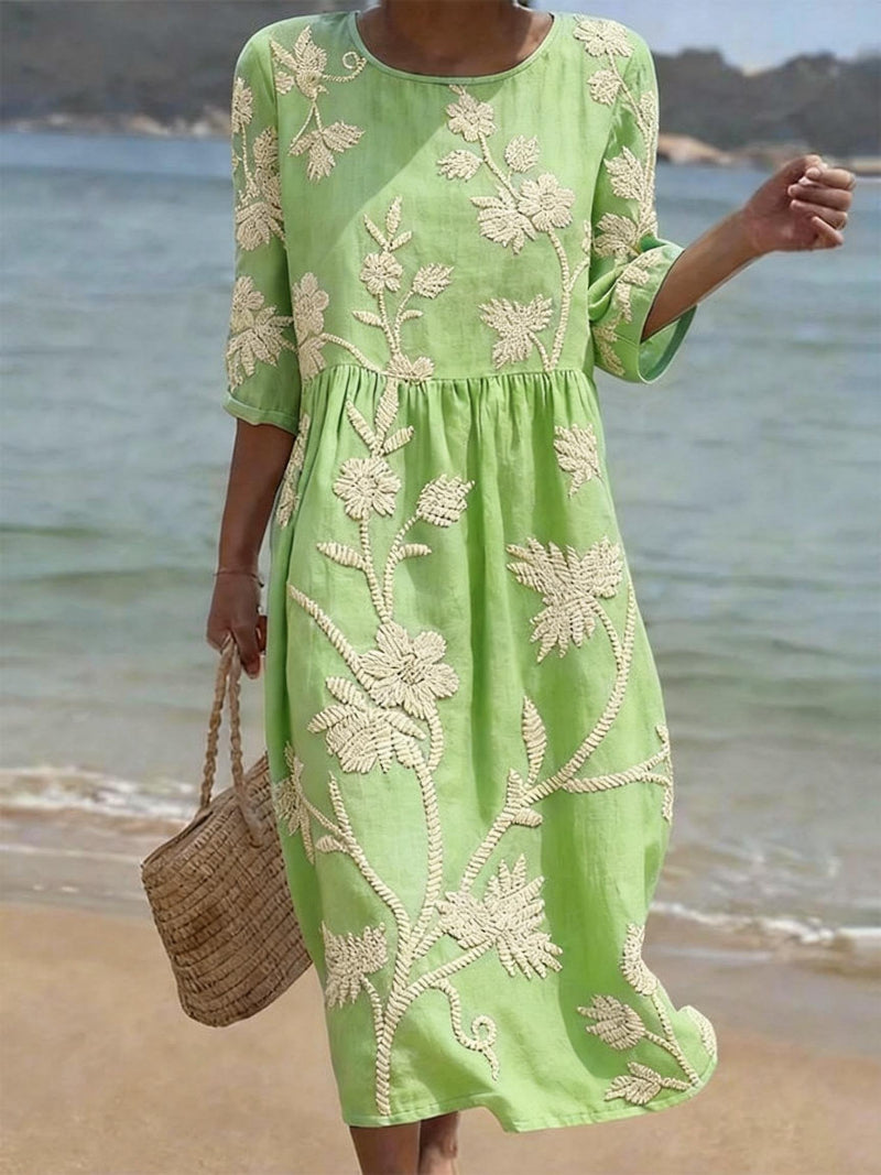 Galene - Vestido midi de lino fresco