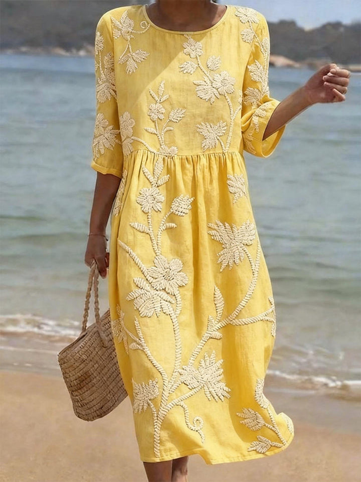 Marina - Vestido midi de lino fresco