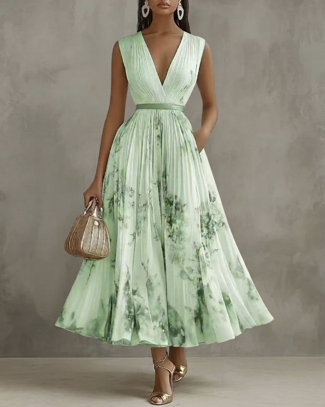 Nadia - Vestido midi plisado floral