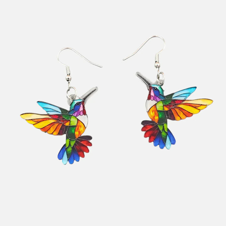 Ravellia - Aretes colgantes de colibrí multicolor