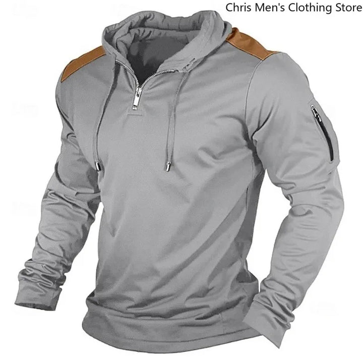 Carter - Sudadera con cierre medio y hombros en contraste