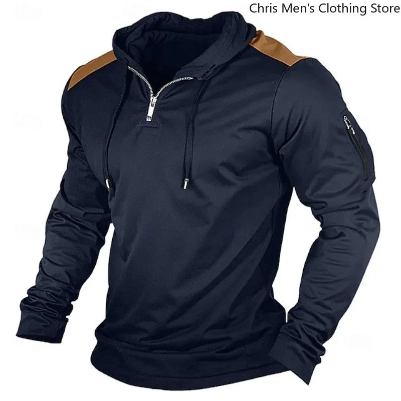 Carter - Sudadera con cierre medio y hombros en contraste