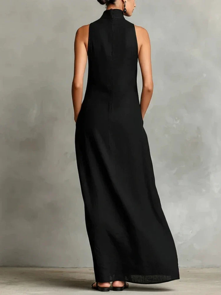 Orietta - Vestido maxi sin mangas con cuello alto
