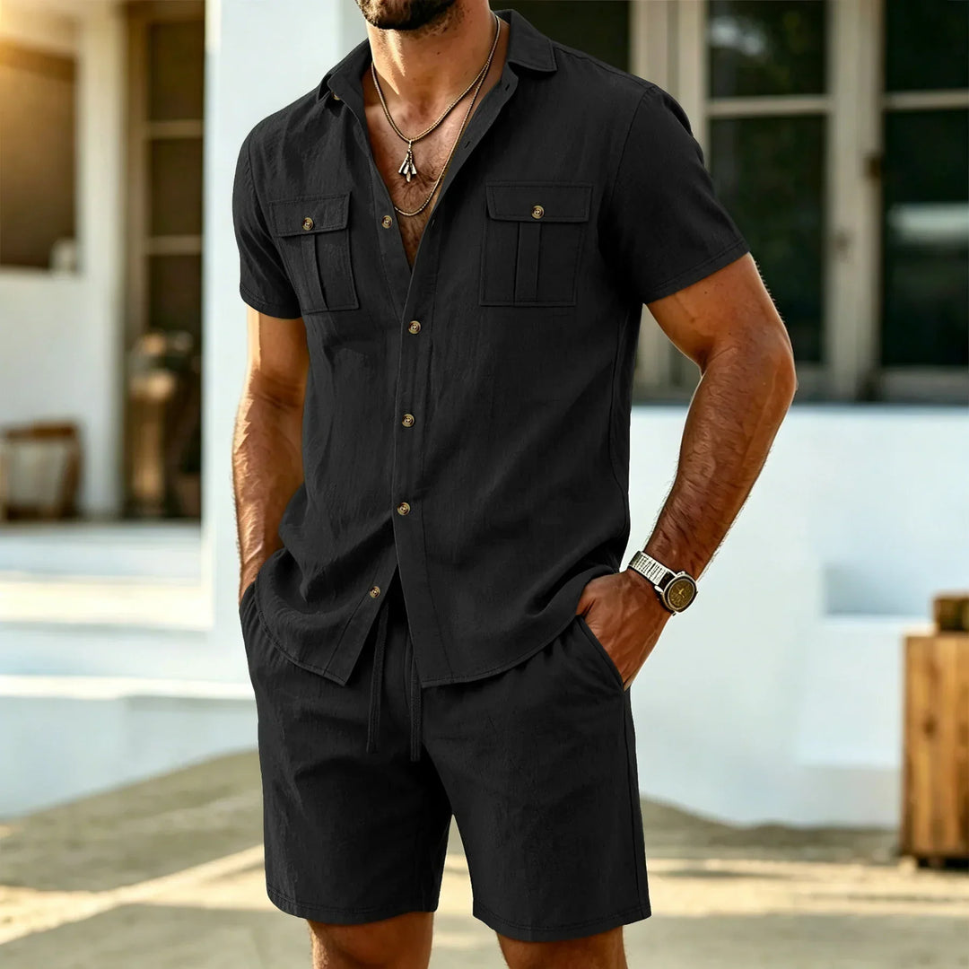Dunley - Conjunto coordinado de camisa y shorts