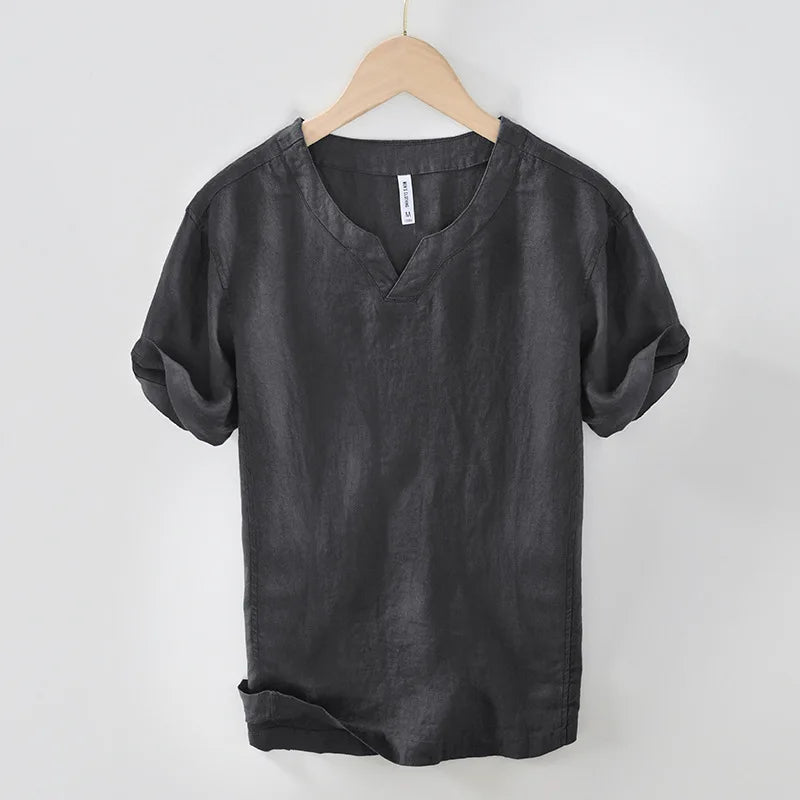 Hynara - Blusa de lino con escote en V