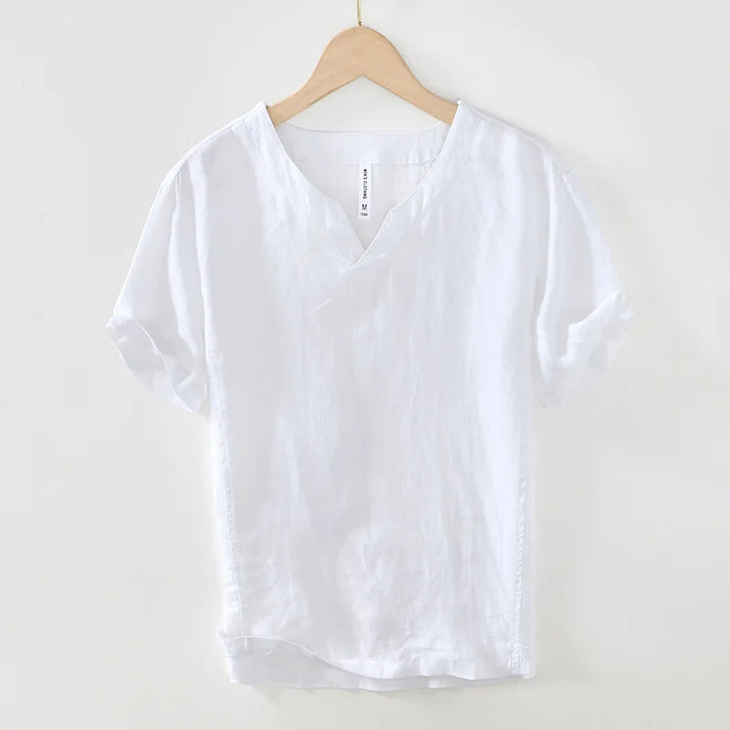 Hynara - Blusa de lino con escote en V