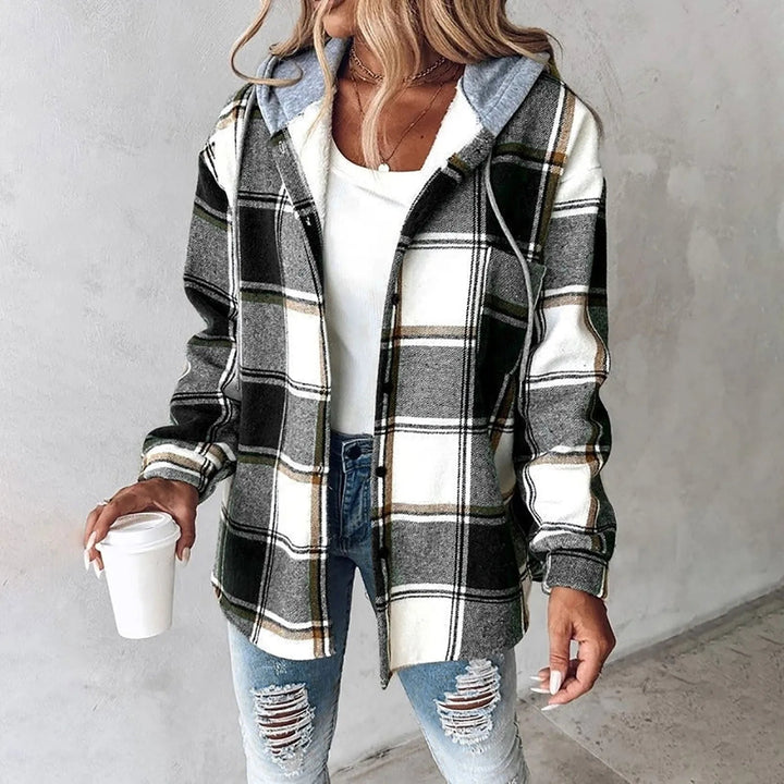 Marla - Sobrecamisa a cuadros con capucha y efecto en capas