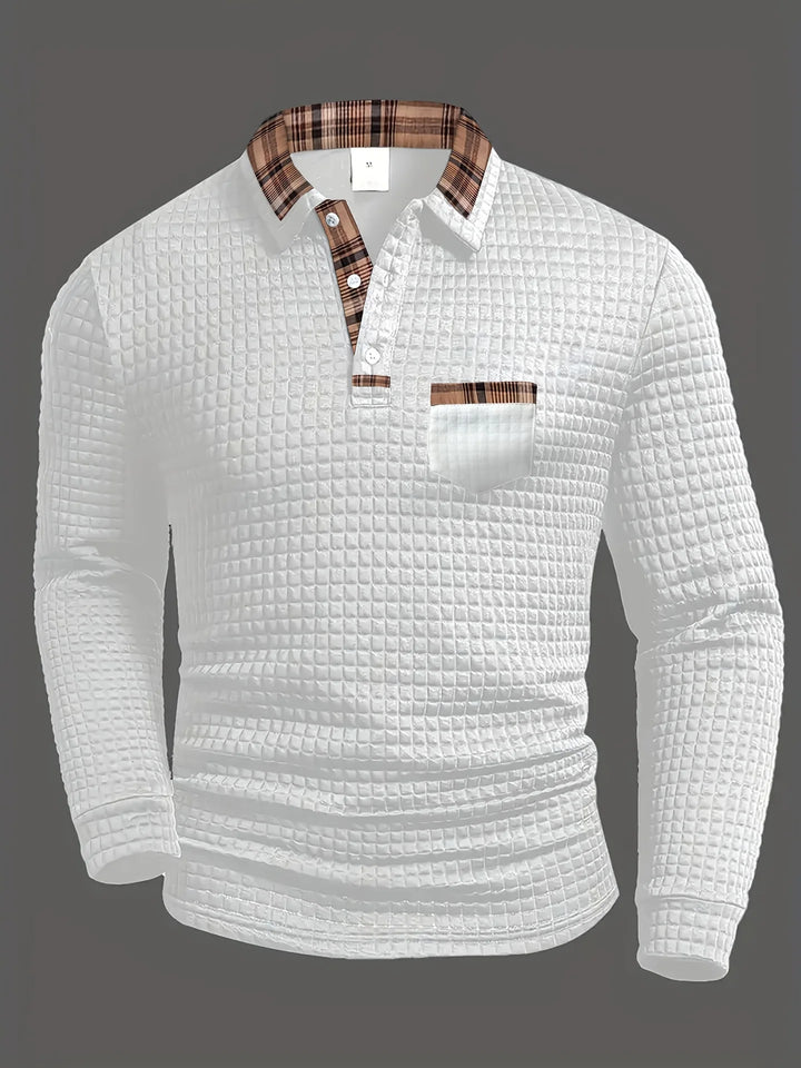 Arlen - Polo de manga larga a cuadros y suave al tacto