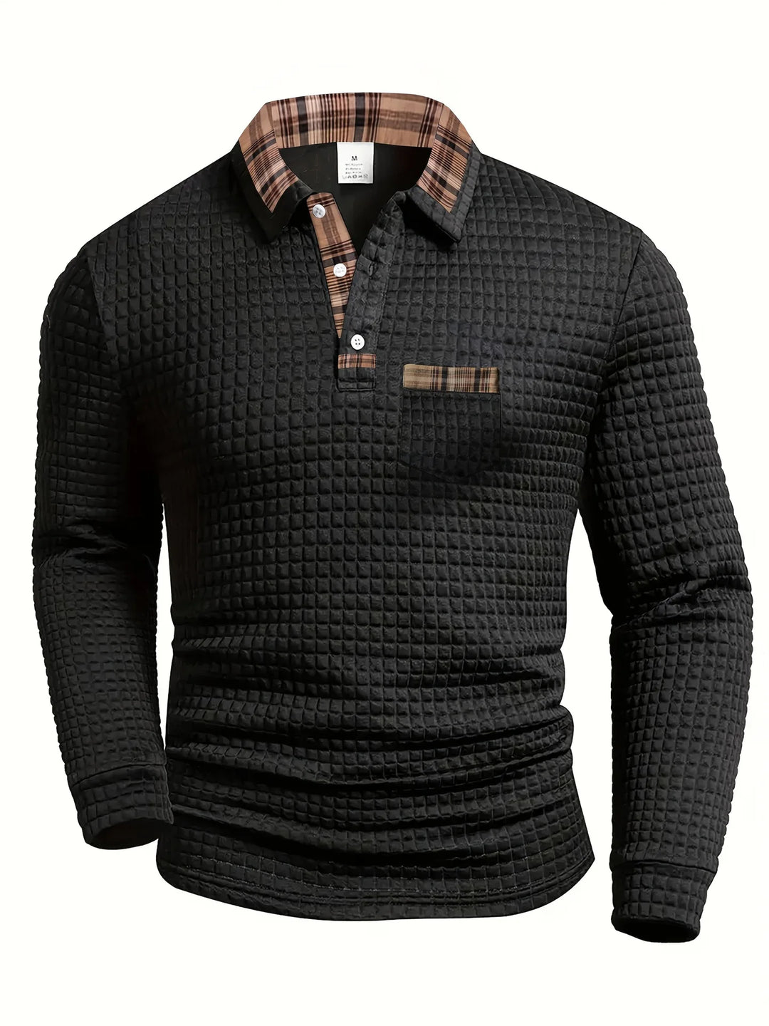 Arlen - Polo de manga larga a cuadros y suave al tacto
