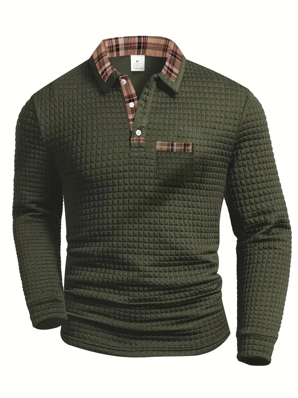 Arlen - Polo de manga larga a cuadros y suave al tacto