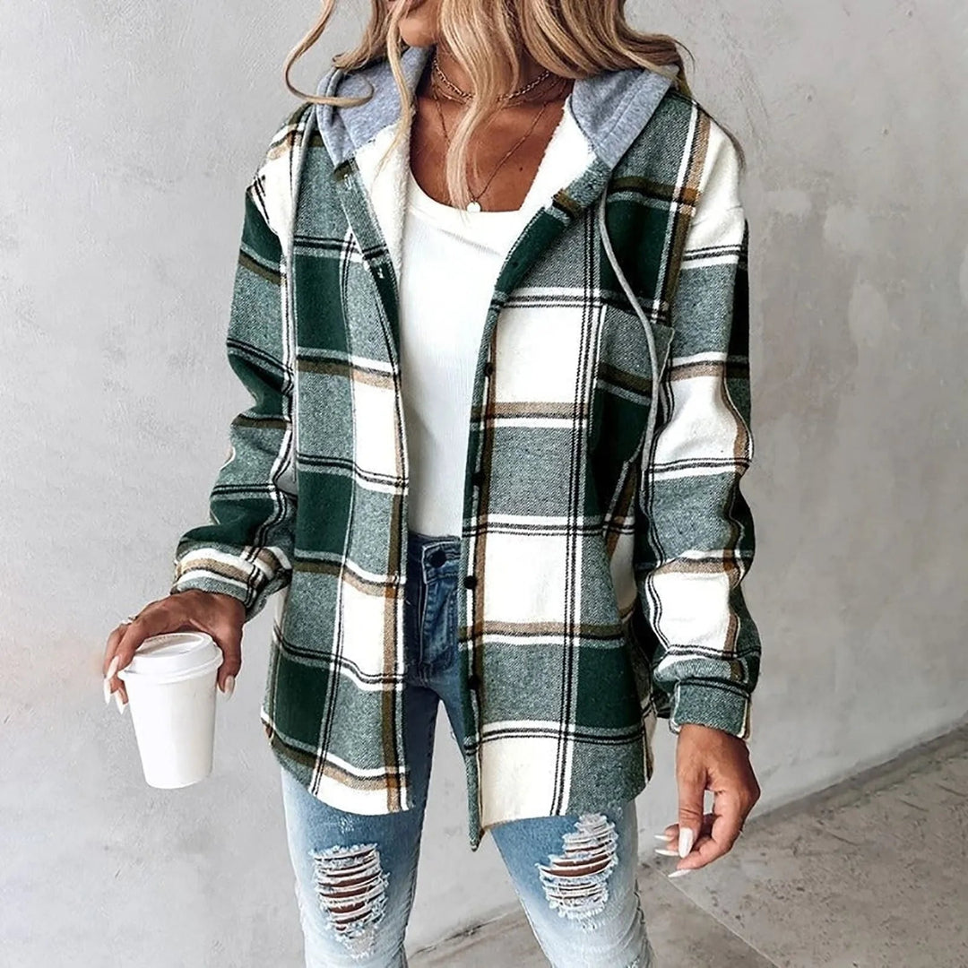 Marla - Sobrecamisa a cuadros con capucha y efecto en capas
