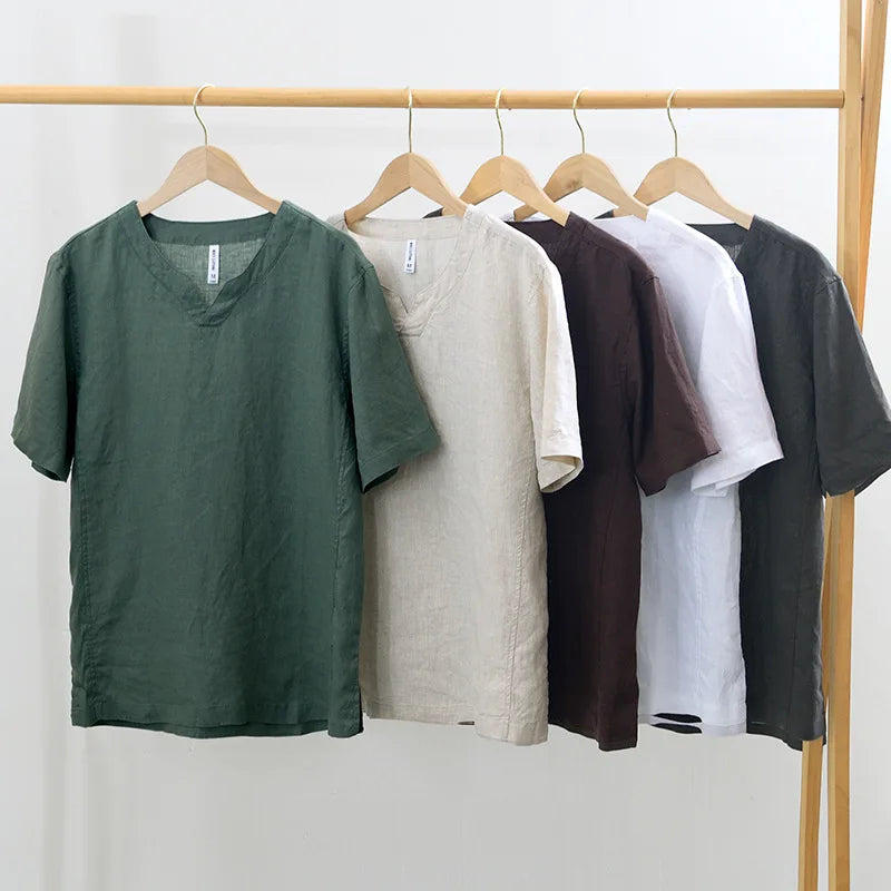 Hynara - Blusa de lino con escote en V