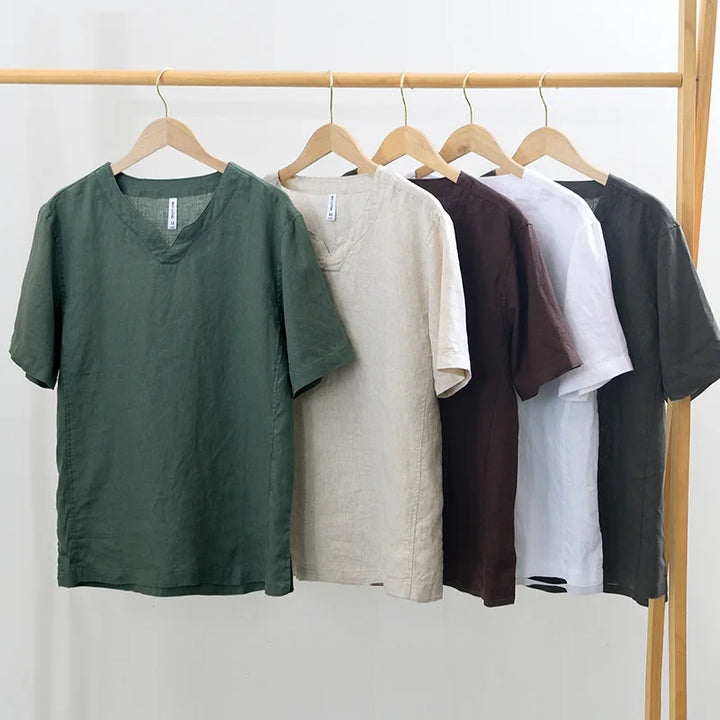 Hynara - Blusa de lino con escote en V
