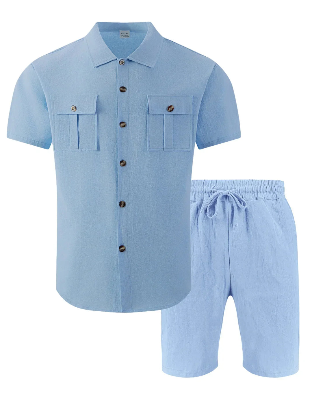 Baird - Conjunto de camisa y shorts de mezcla de lino