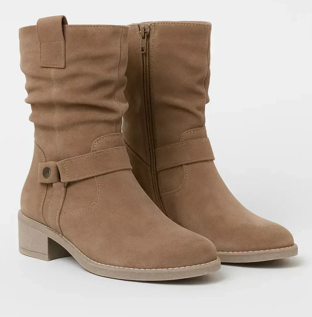 Calluna - Botas a media pierna con tacón ancho y suave al tacto