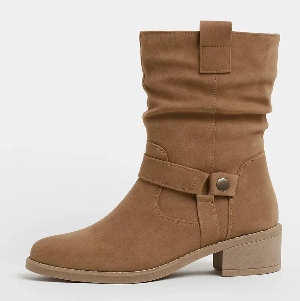Calluna - Botas a media pierna con tacón ancho y suave al tacto