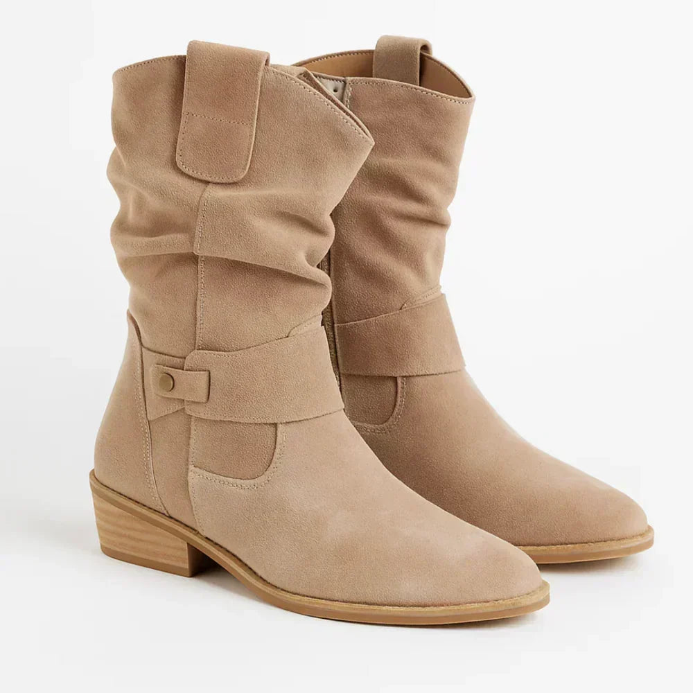 Calluna - Botas a media pierna con tacón ancho y suave al tacto