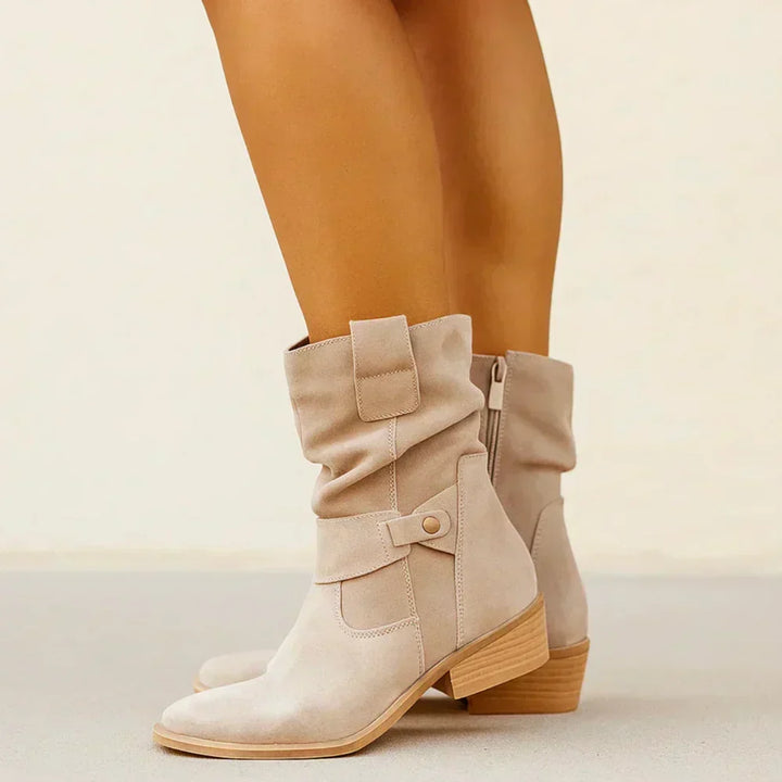 Calluna - Botas a media pierna con tacón ancho y suave al tacto
