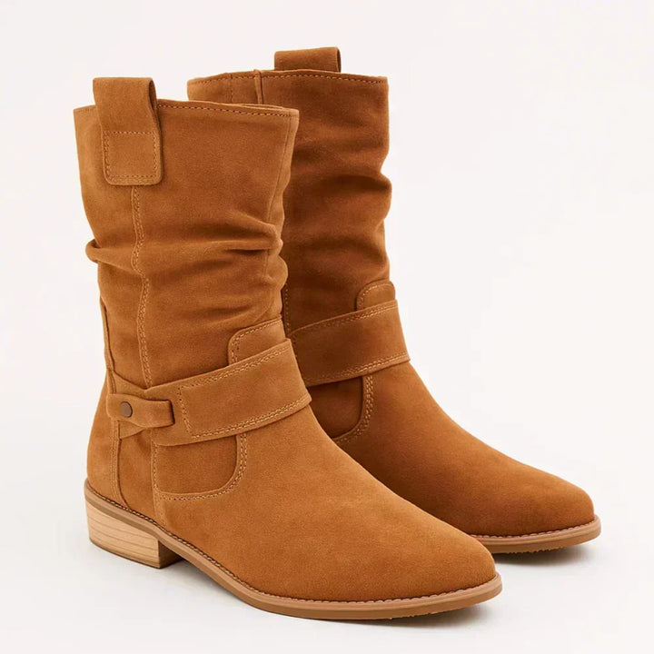 Calluna - Botas a media pierna con tacón ancho y suave al tacto