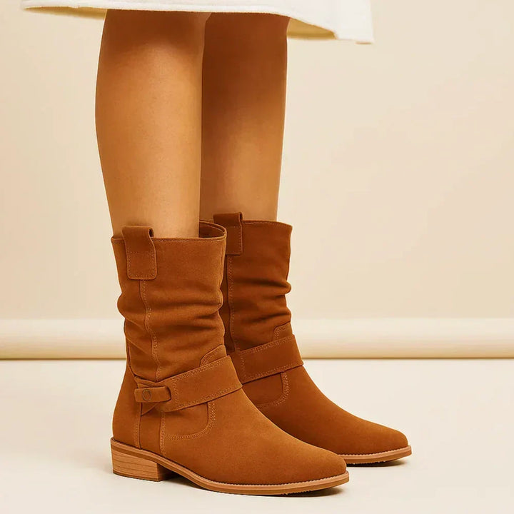 Calluna - Botas a media pierna con tacón ancho y suave al tacto