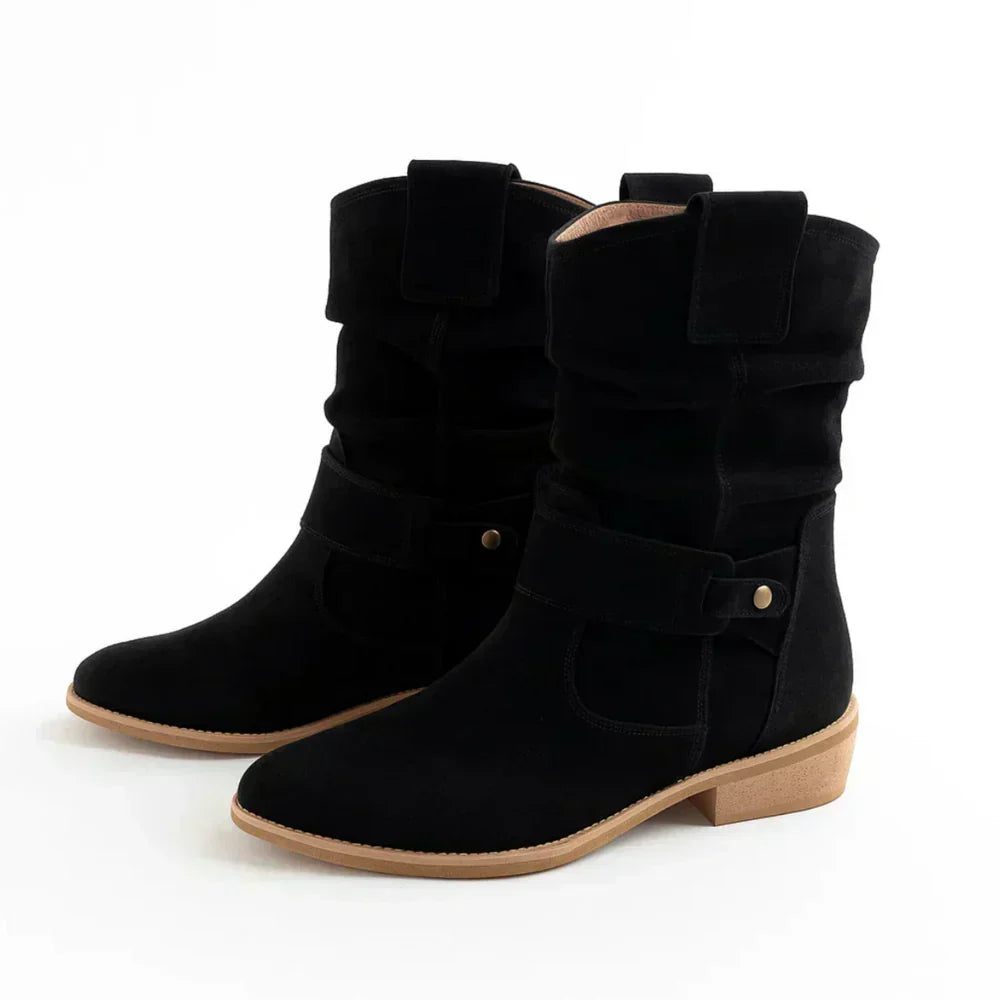 Calluna - Botas a media pierna con tacón ancho y suave al tacto
