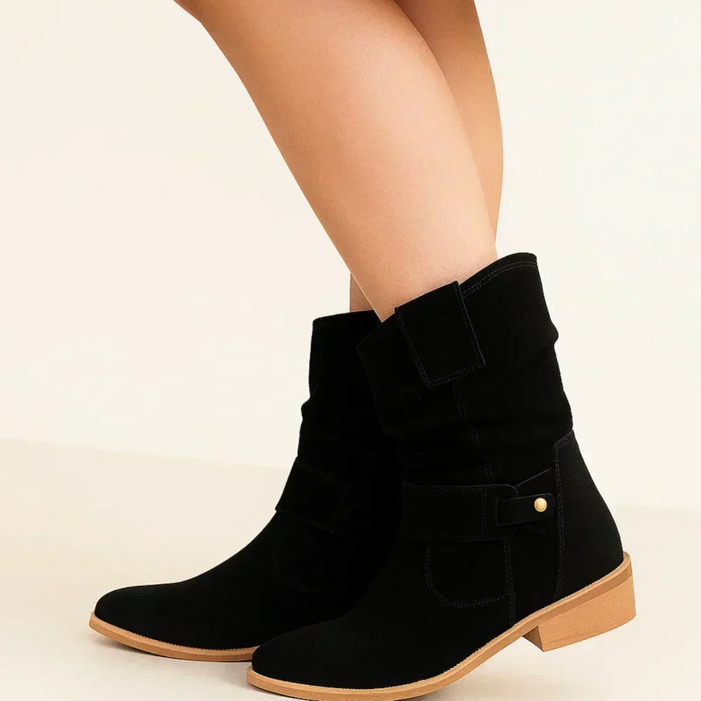 Calluna - Botas a media pierna con tacón ancho y suave al tacto