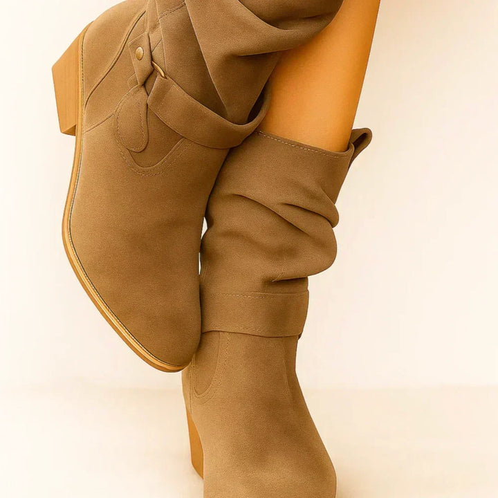 Calluna - Botas a media pierna con tacón ancho y suave al tacto