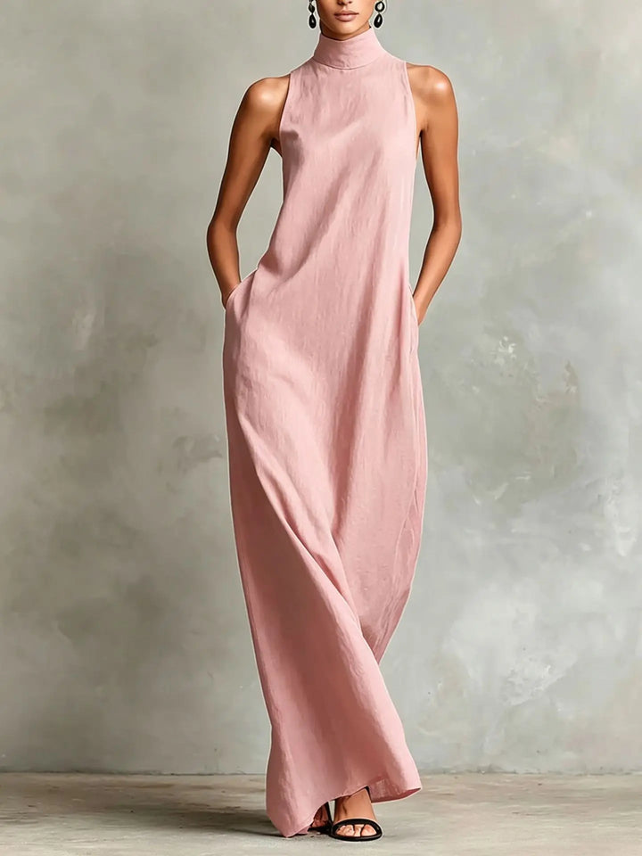Orietta - Vestido maxi sin mangas con cuello alto