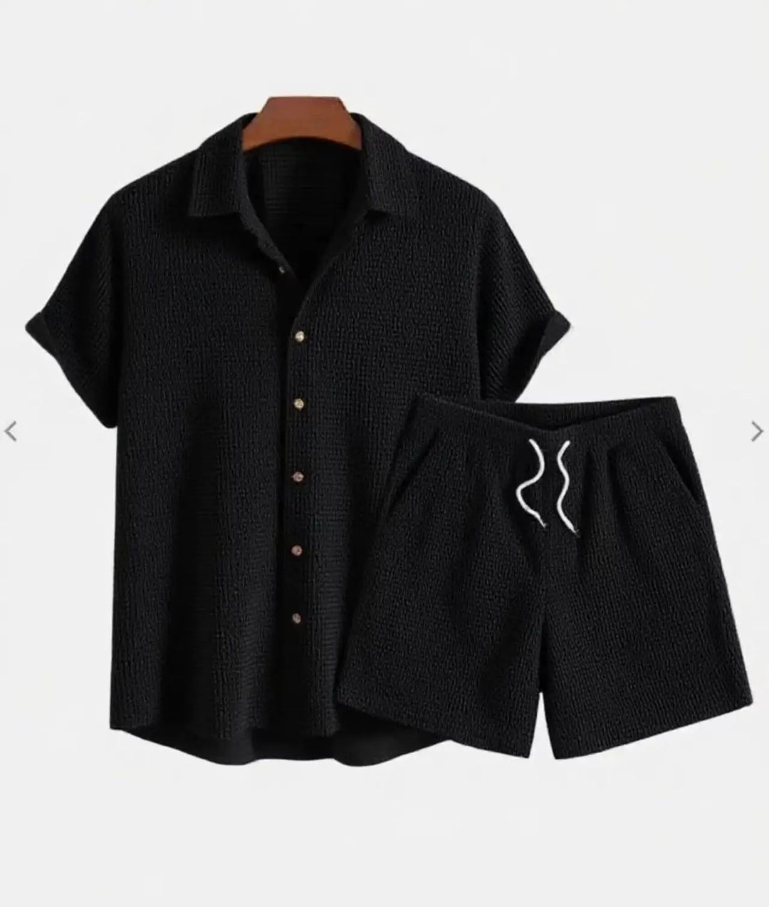 Jorvian - Conjunto de camisa y shorts texturizados de verano