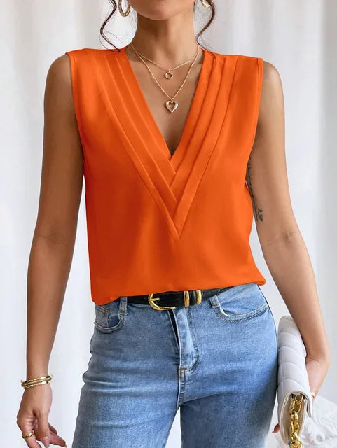 Karinae - Blusa sin mangas de tacto suave