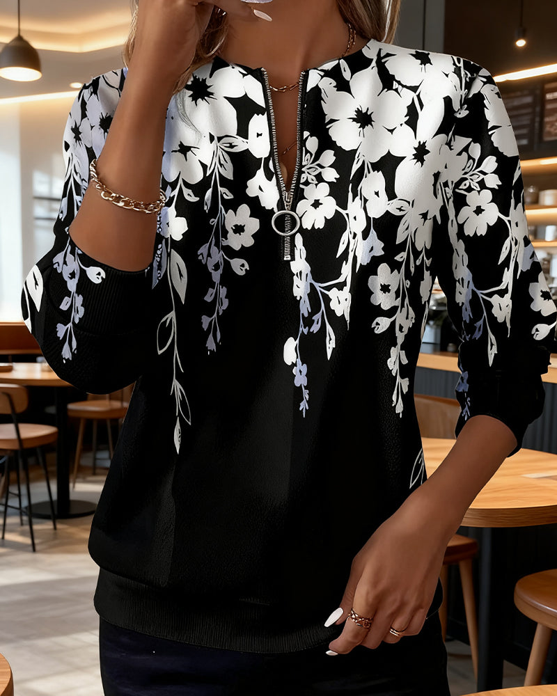 Brisella - Blusa floral con cierre