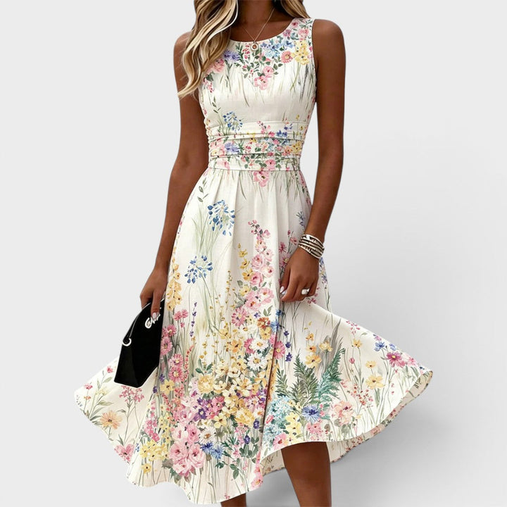 Inara - Vestido midi floral de tacto suave