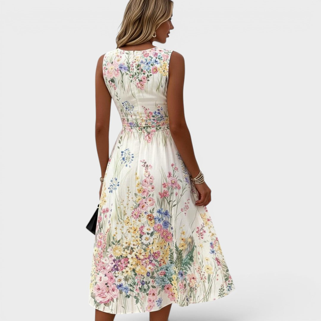 Inara - Vestido midi floral de tacto suave
