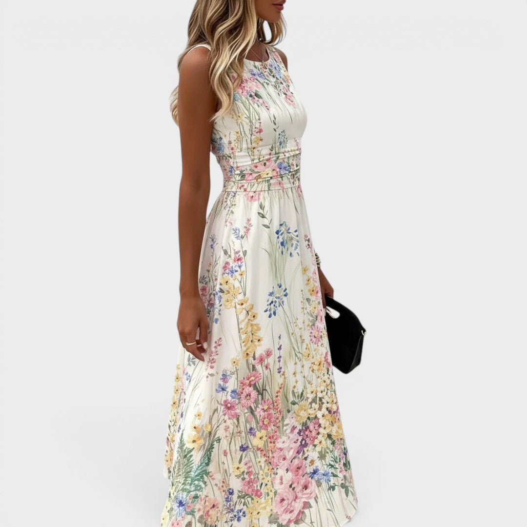 Inara - Vestido midi floral de tacto suave