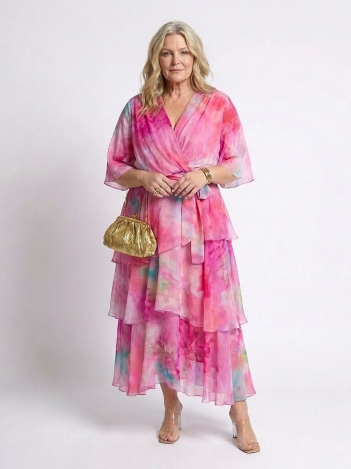 Elsinora - Vestido maxi con capa de tacto suave