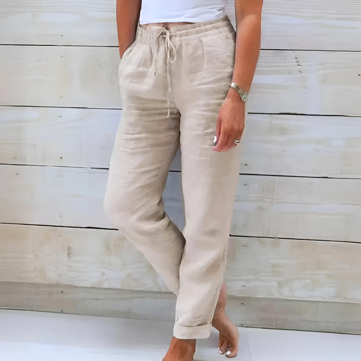 Lorinne - Pantalón de lino con stretch