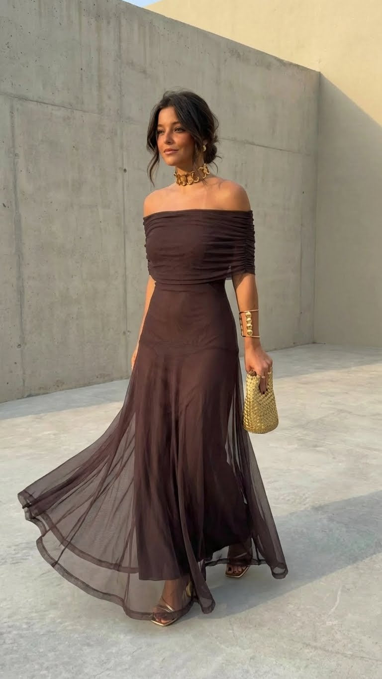 Zailyre - Vestido con escote Bardot, suave al tacto