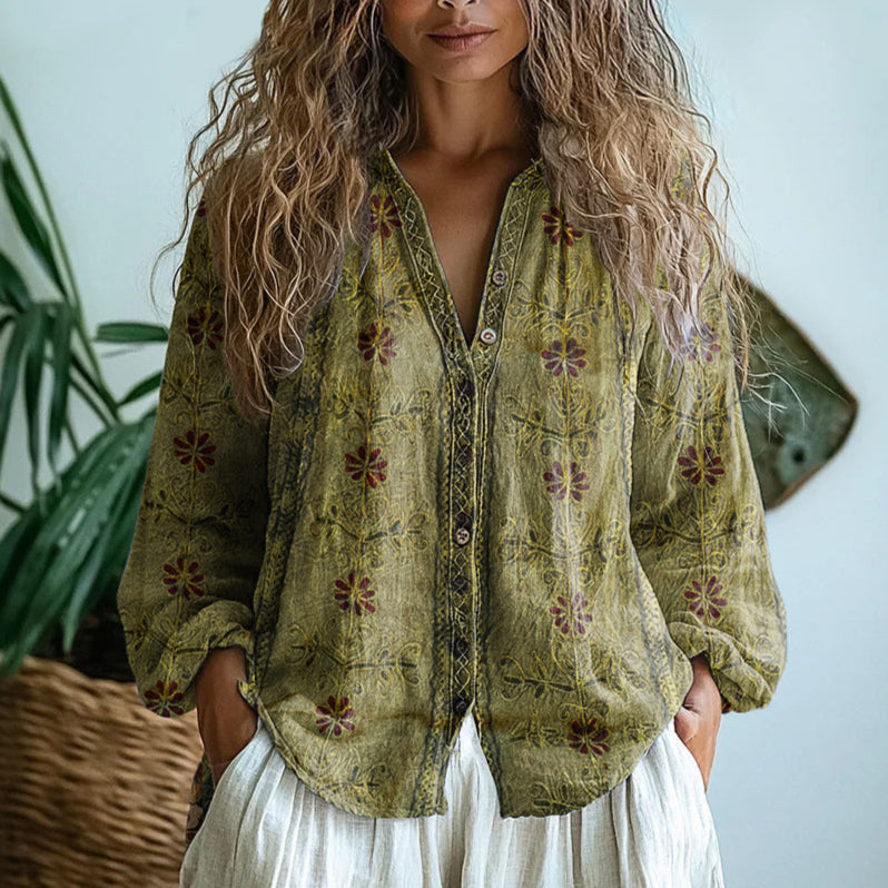 Lurellea - Blusa estampada de hojas y suave al tacto