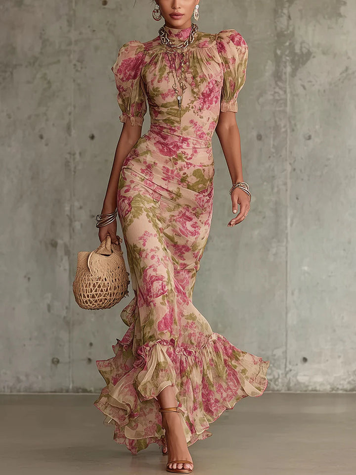 Calia - Vestido de corte sirena floral de tacto suave