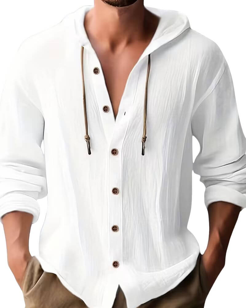 Fraser - Playera Henley con capucha de tacto suave