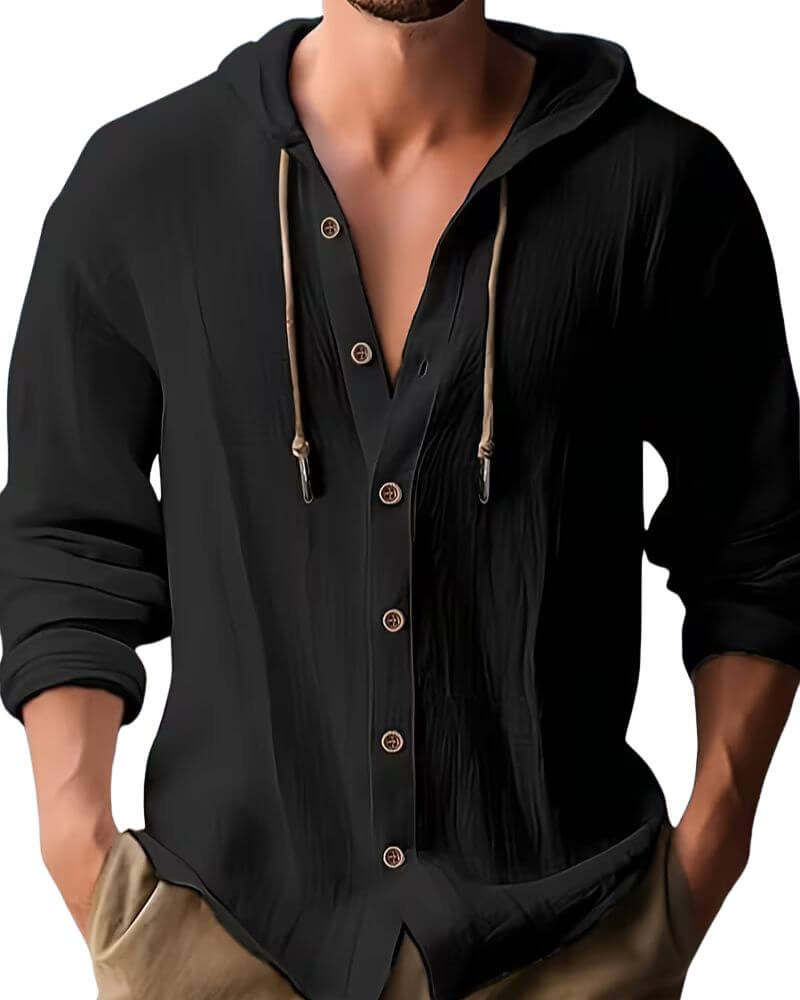Fraser - Playera Henley con capucha de tacto suave