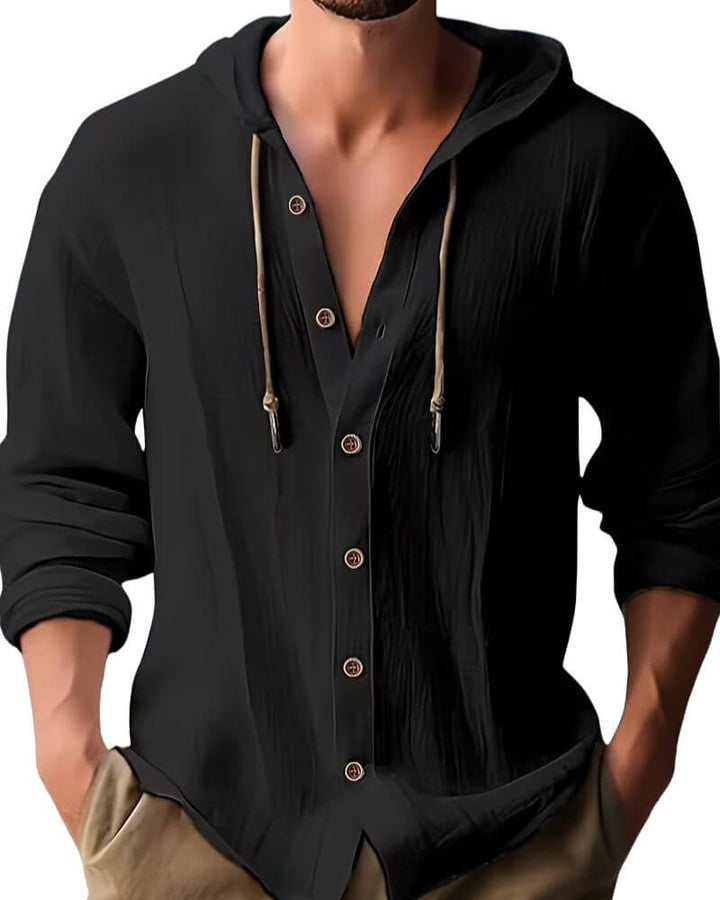 Fraser - Playera Henley con capucha de tacto suave
