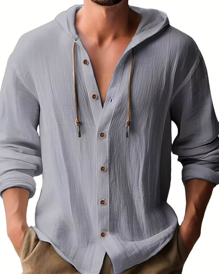 Fraser - Playera Henley con capucha de tacto suave