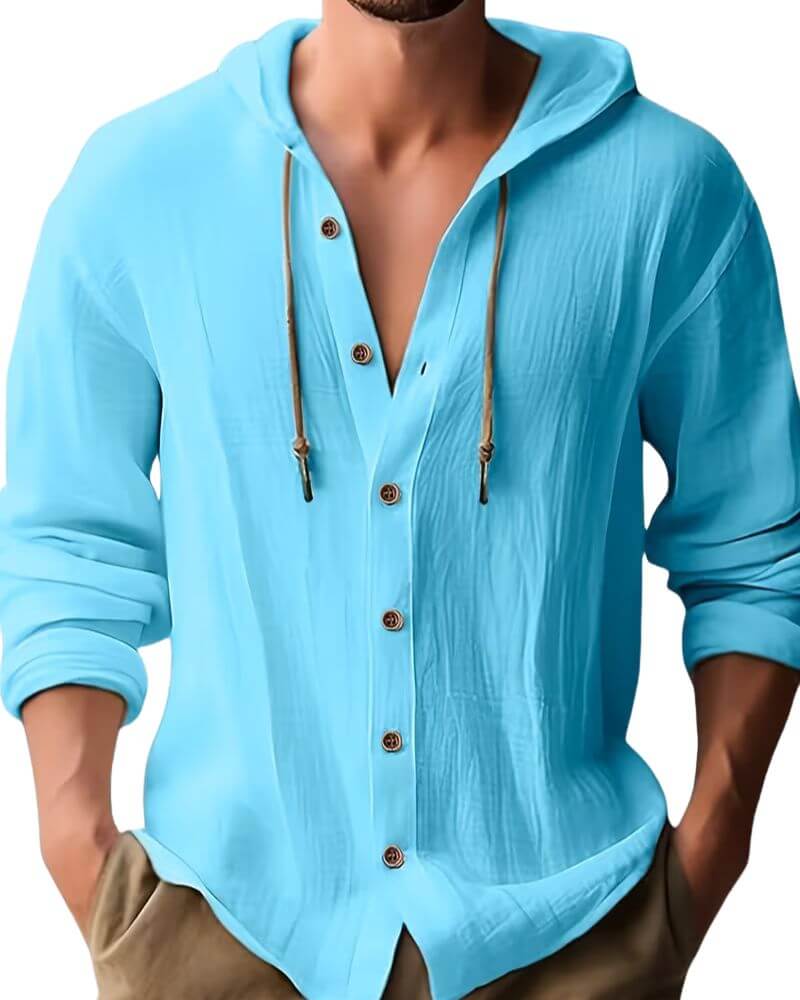 Fraser - Playera Henley con capucha de tacto suave