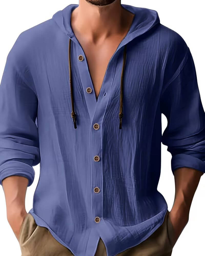 Fraser - Playera Henley con capucha de tacto suave