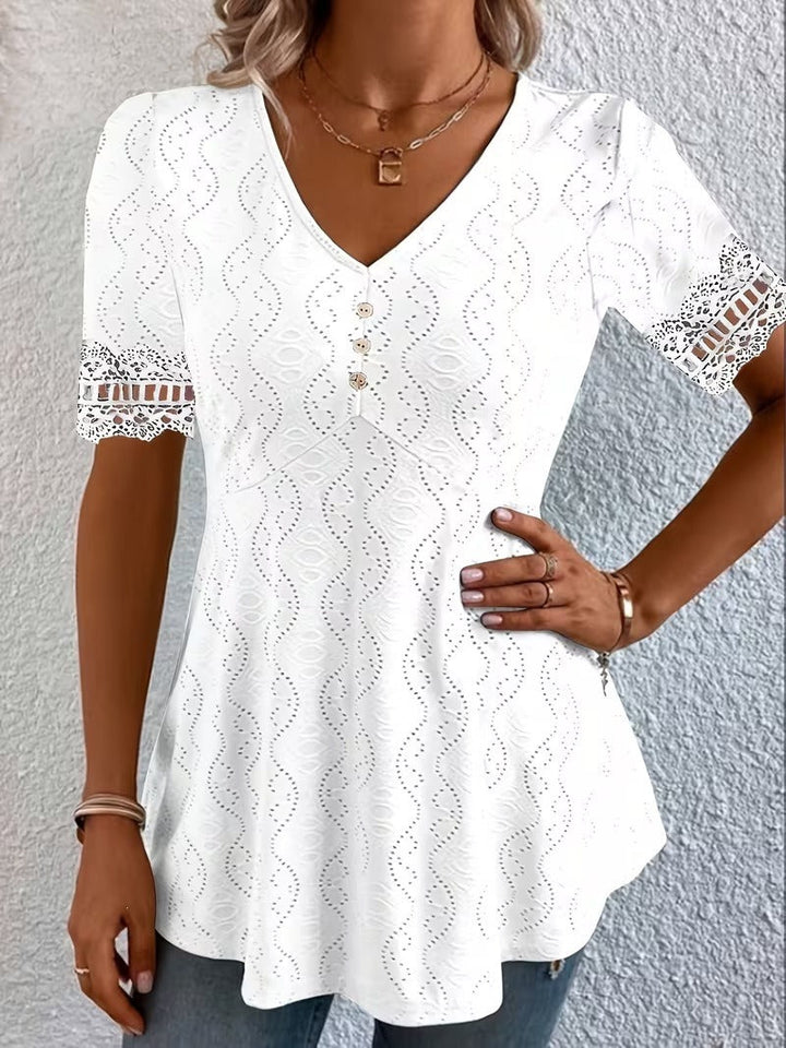 Meridia - Blusa con escote en V de tacto suave