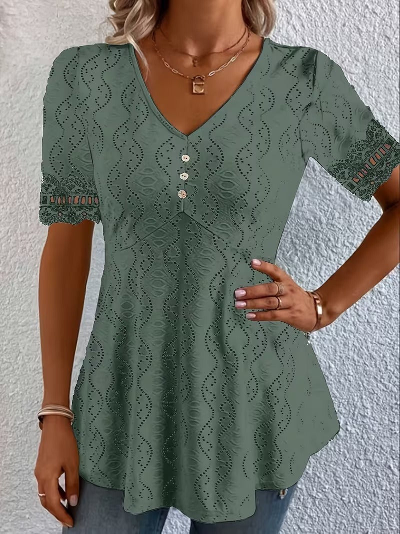 Meridia - Blusa con escote en V de tacto suave